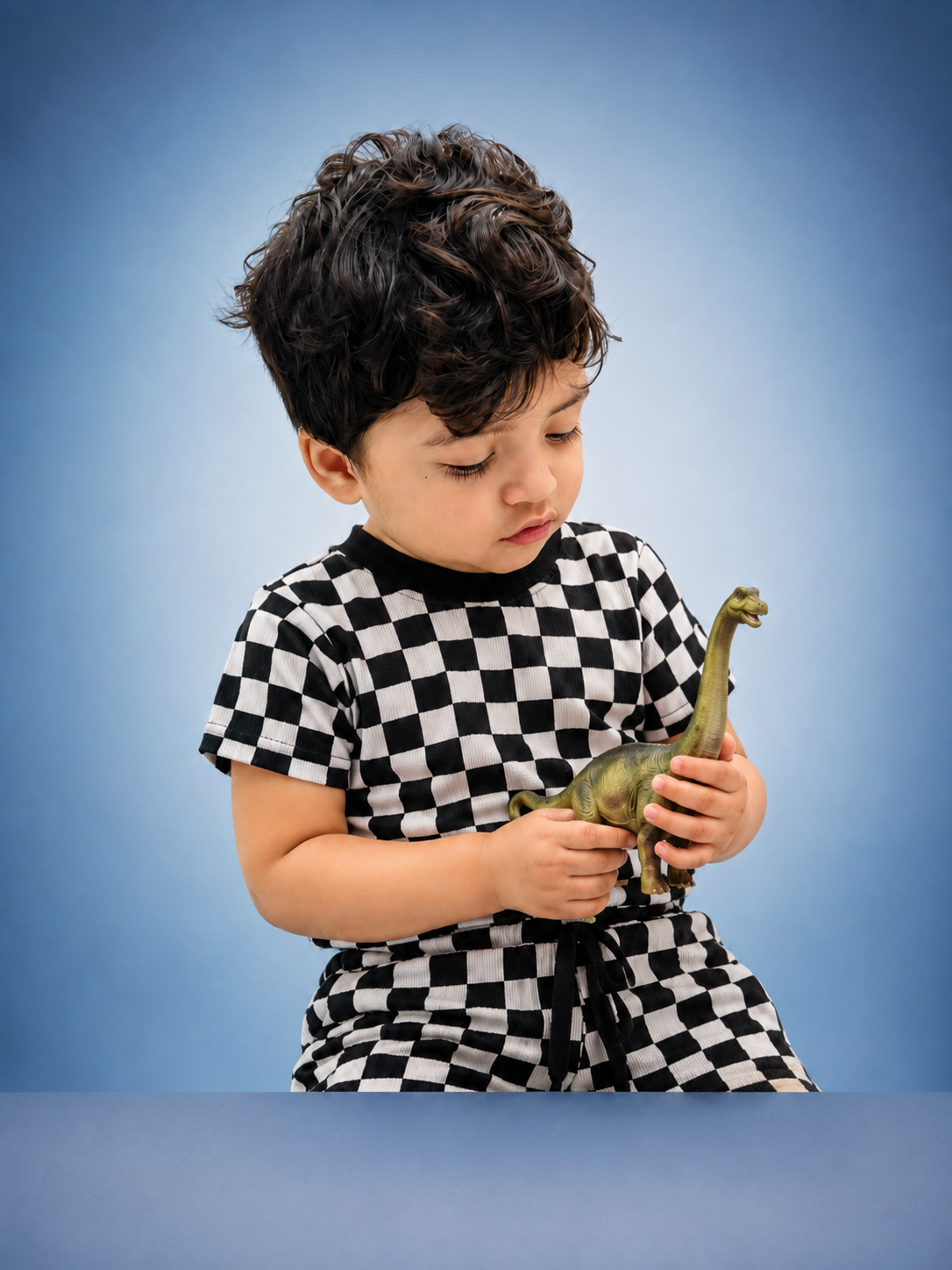 Baby Boys & Girls Black White Checkered Ribbed Co-Ord Set | Summer T-Shirt & Shorts Outfit