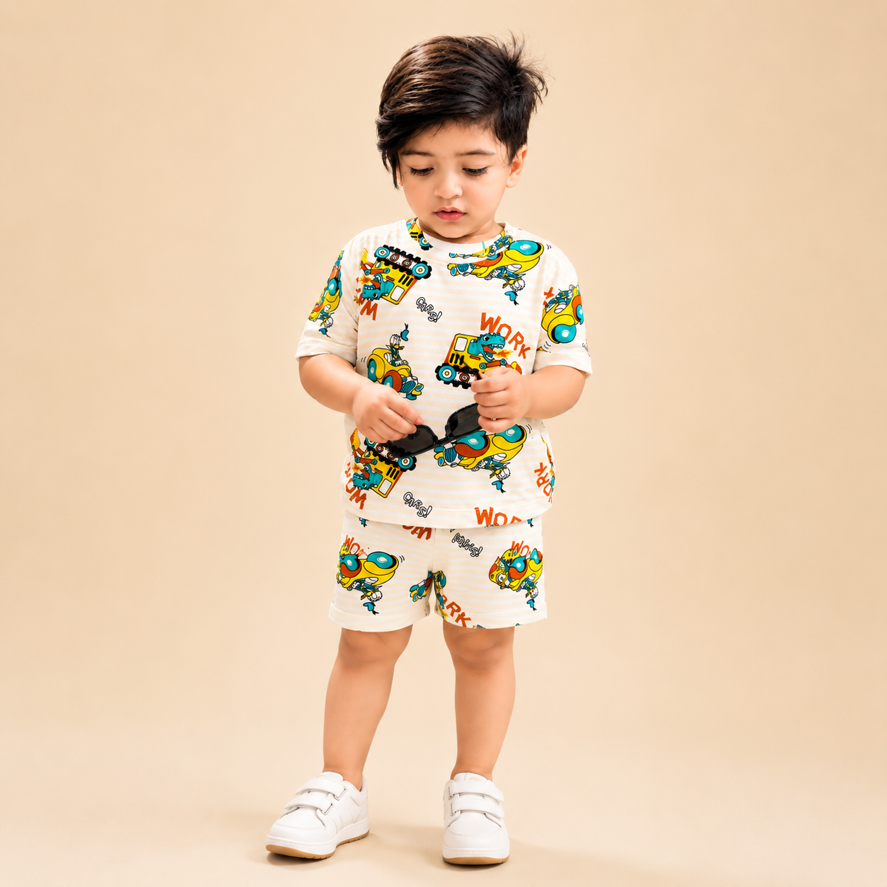 Meerax Boys Construction Dino Summer Co-Ord Set